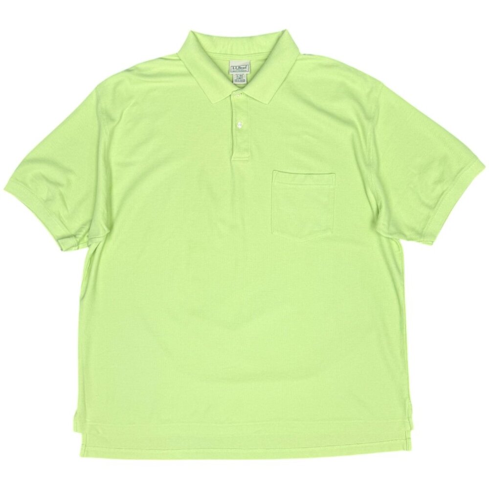 EUC Men's L.L. BEAN Knit Polo Shirt Yellow-Green 0 NR05 | Size‎ XL